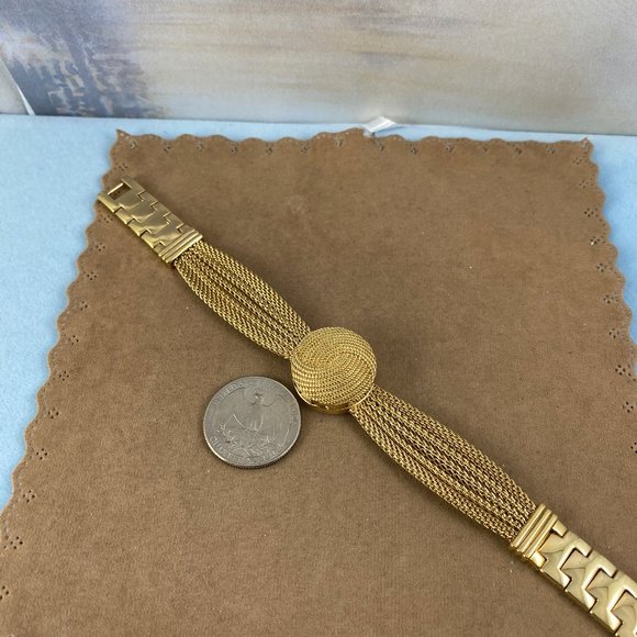 Anne Klein Peak-a-Boo Gold Braided Bracelet Flip Top Watch main image 9